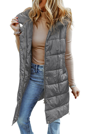 Hooded Long Quilted Vest Coat - 4 colors - women's coat at TFC&H Co.