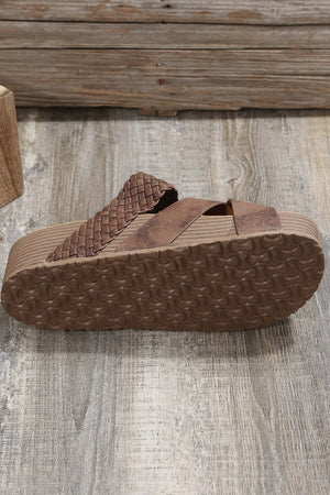 - Braided Detail Criss Cross Platform Sandals for Women - Sandals at TFC&H Co.