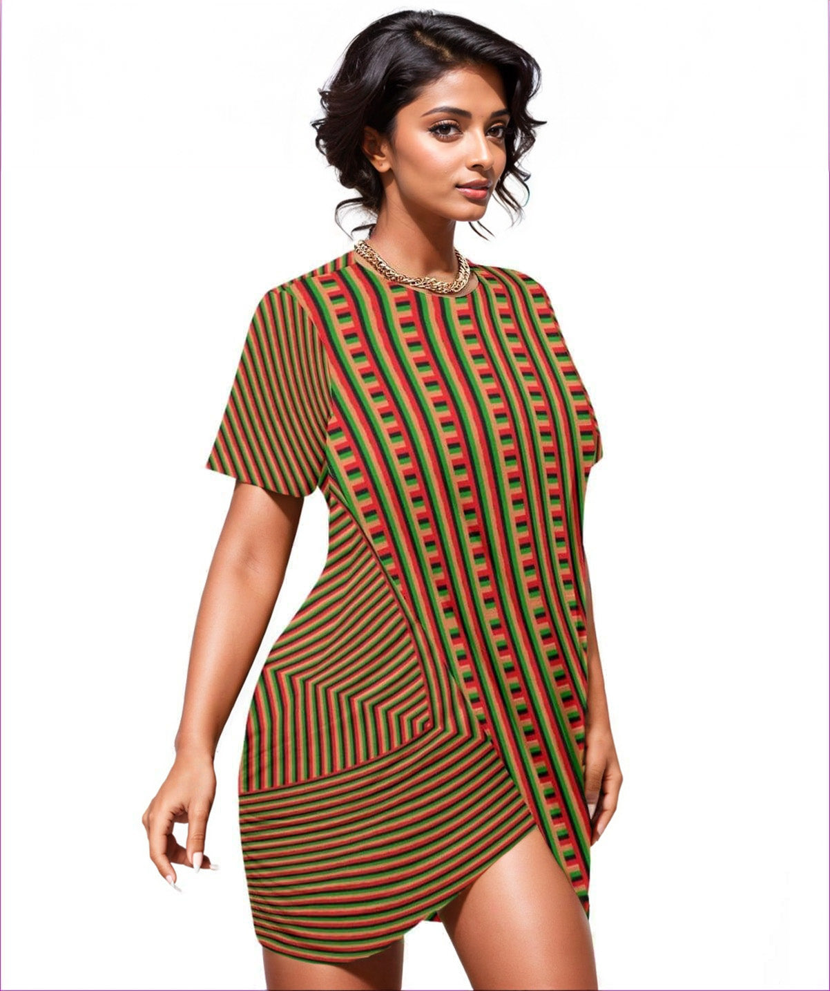 multi-colored Striped Galore Women’s Stacked Hem Dress Voluptuous (+) Plus Size - women's dress at TFC&H Co.