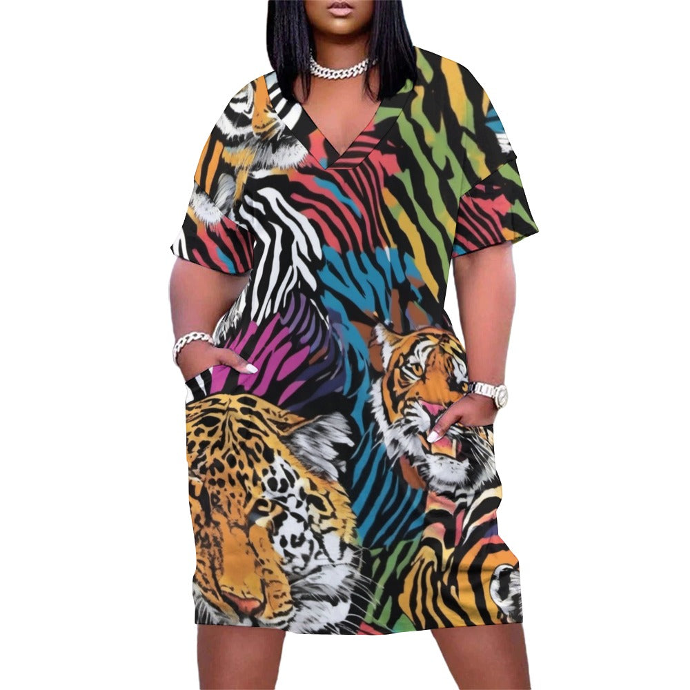 - Animal Wild Face Loose Pocket Dress - womens dress at TFC&H Co.