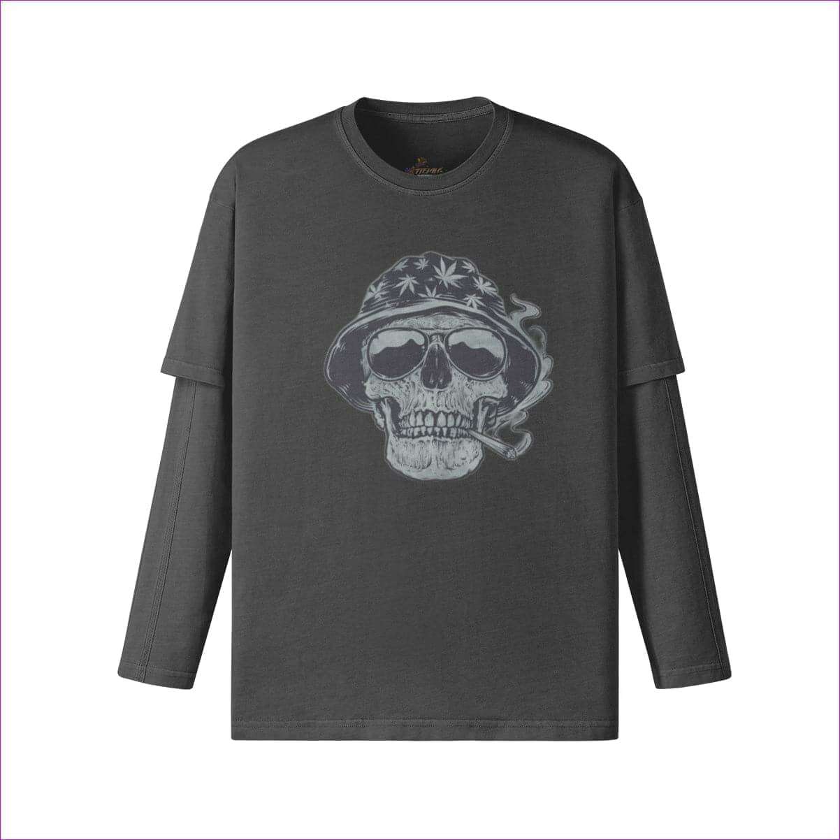 Dark Gray 420 Wear False Two Pieces Vintage Long Sleeve - Men's T-Shirts at TFC&H Co.