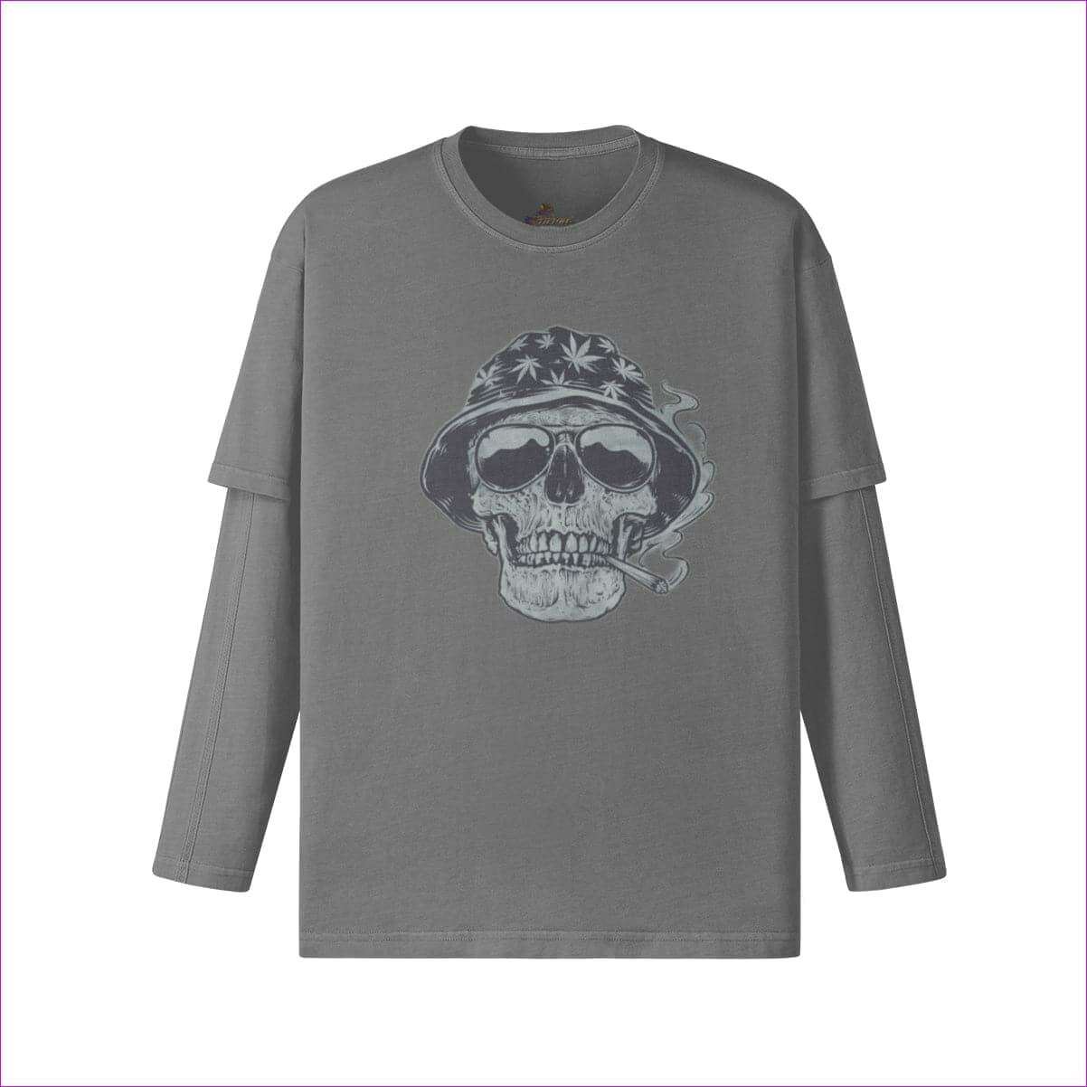 Light Gray - 420 Wear False Two Pieces Vintage Long Sleeve - Mens T-Shirts at TFC&H Co.