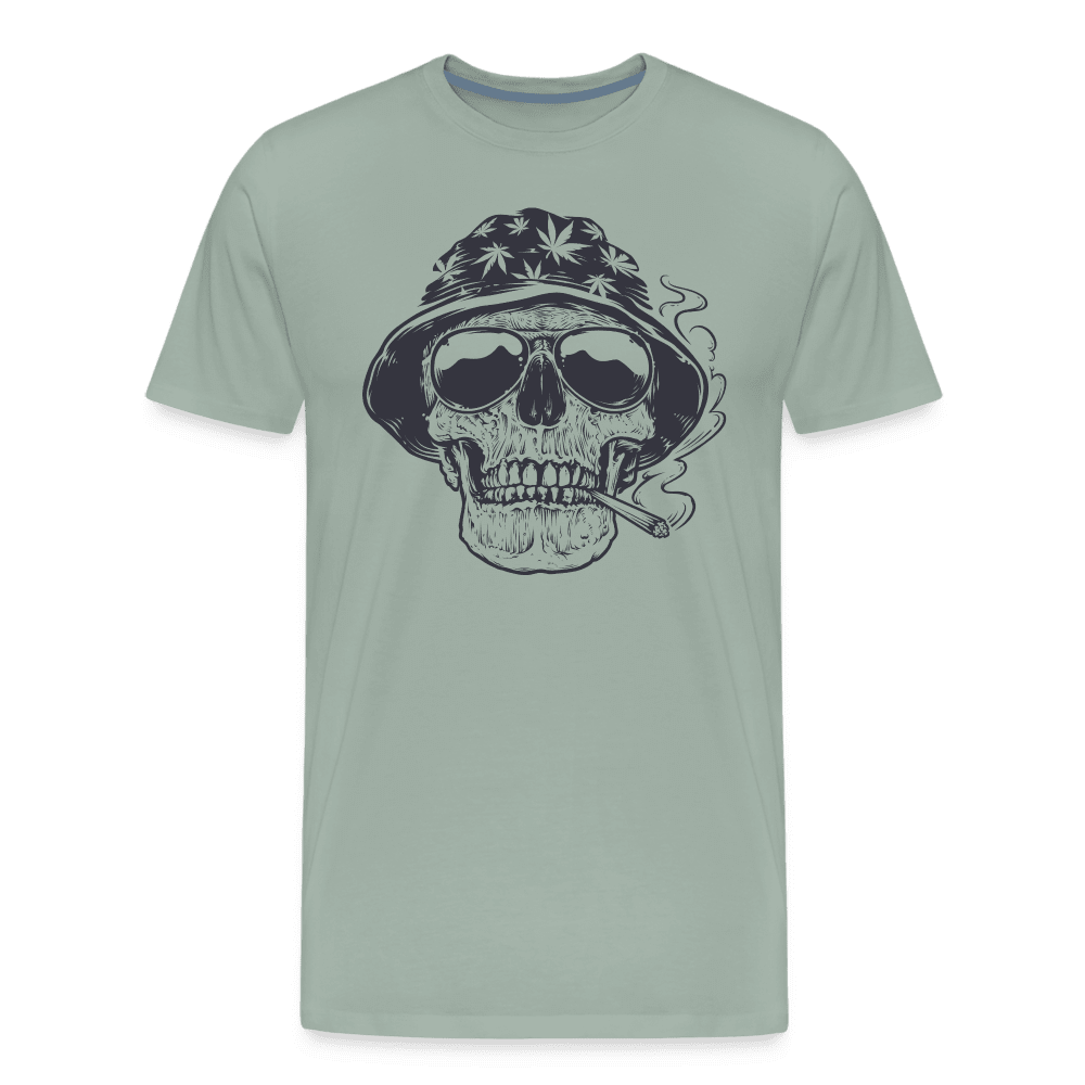 steel green - Premium Men's T-Shirt - 420 Wear | Weed Skull Design | Soft, Comfortable, Durable - Mens Premium T-Shirt | Spreadshirt 812 at TFC&H Co.