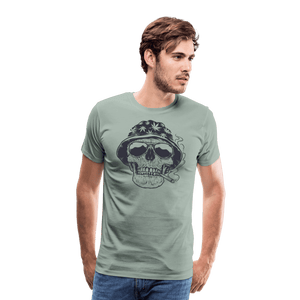 steel green - Premium Men's T-Shirt - 420 Wear | Weed Skull Design | Soft, Comfortable, Durable - Mens Premium T-Shirt | Spreadshirt 812 at TFC&H Co.