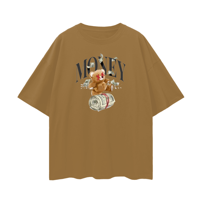 BROWN - Money Streetwear Unisex 100% Cotton Loose Basic Tee - Ships from The USA - Unisex T-Shirt at TFC&H Co.