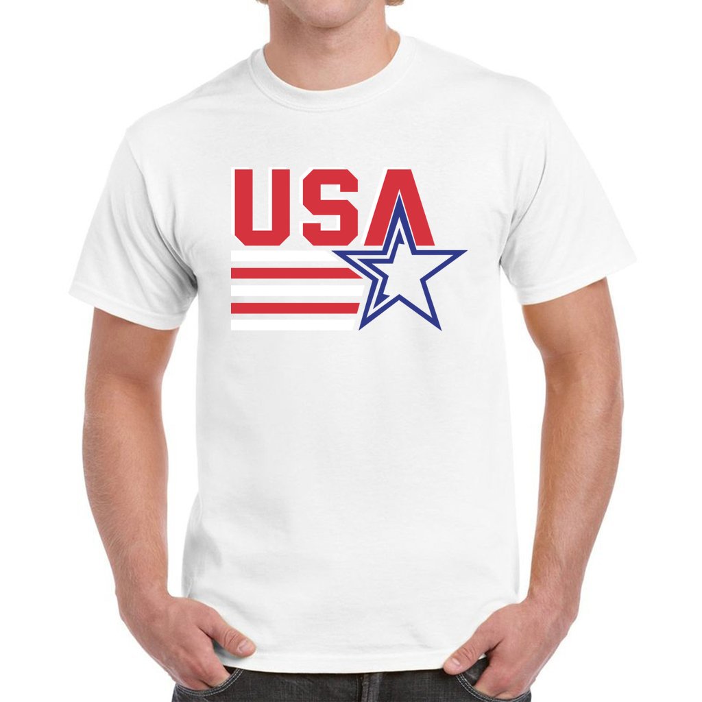 White - 4th of July Patriotic USA Men's Heavy Cotton T-Shirt - mens t-shirt at TFC&H Co.