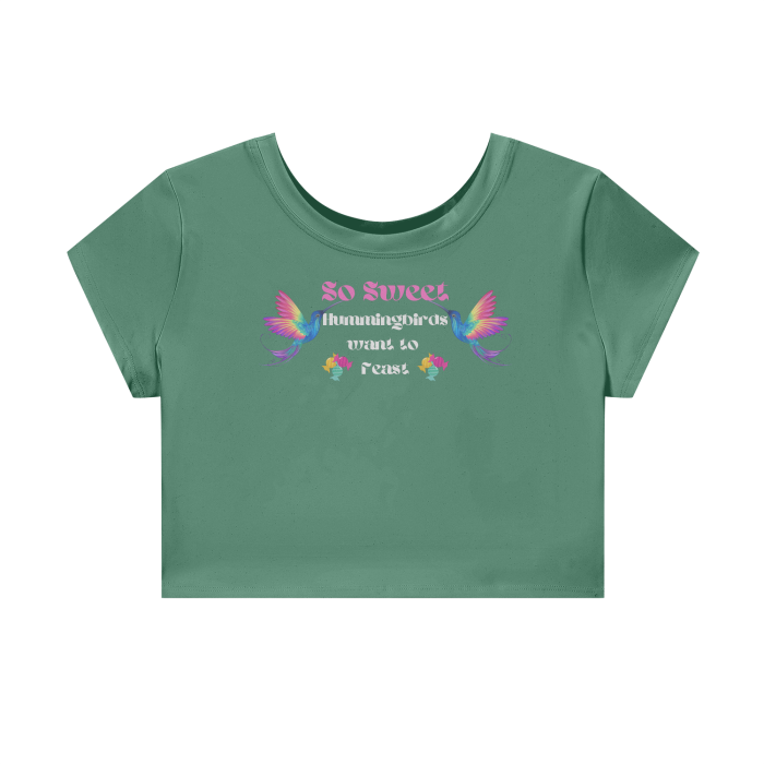 GREEN - So Sweet Streetwear Women's Tight-Fit Cropped Tee - womens crop top at TFC&H Co.