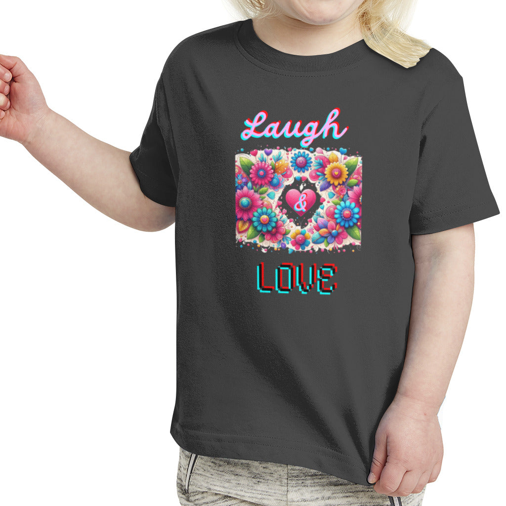 Black - Laugh Love Toddler Girl's Fine Jersey Tee - girls t-shirt at TFC&H Co.