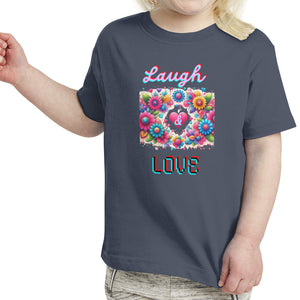 Navy - Laugh Love Toddler Girl's Fine Jersey Tee - girls t-shirt at TFC&H Co.