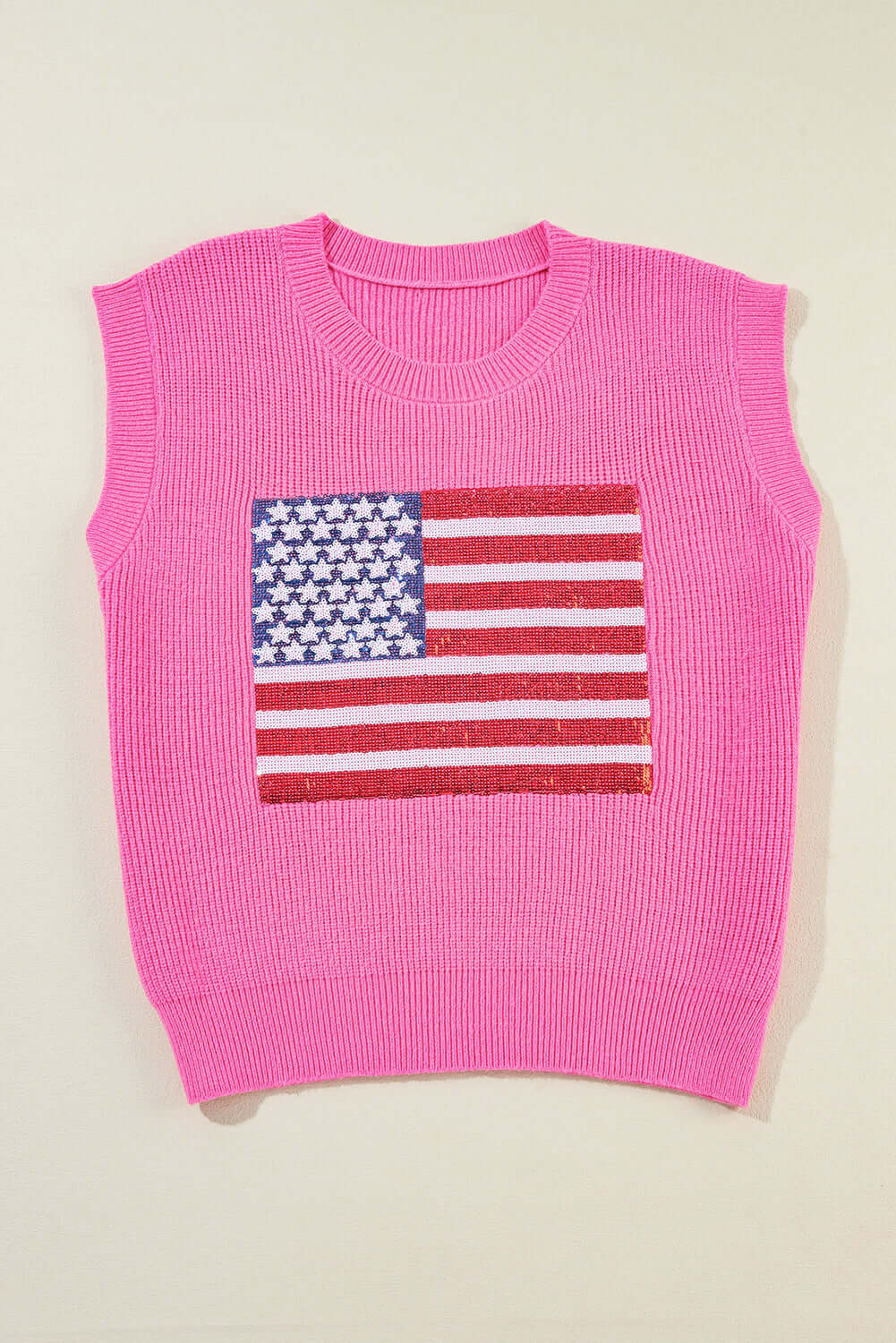 Bonbon 50%Viscose+28%Polyester+22%Polyamide - Bonbon Sparkling American Flag Knitted Vest - womens vest at TFC&H Co.