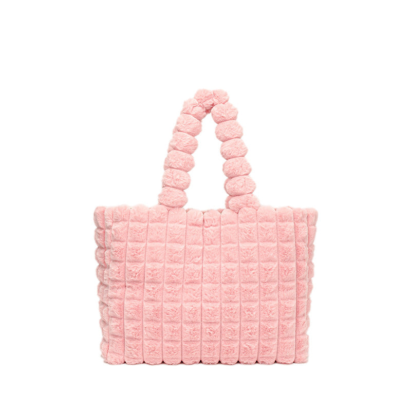 Pink Bubble Plush Handbag - handbags at TFC&H Co.
