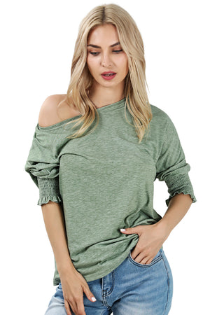 Smocked 3/4 Sleeve Casual Loose Top - women's shirt at TFC&H Co.