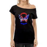 Black - 4th of July Patriotic Butterfly Women's Off The Shoulder T-Shirt - womens t-shirt at TFC&H Co.