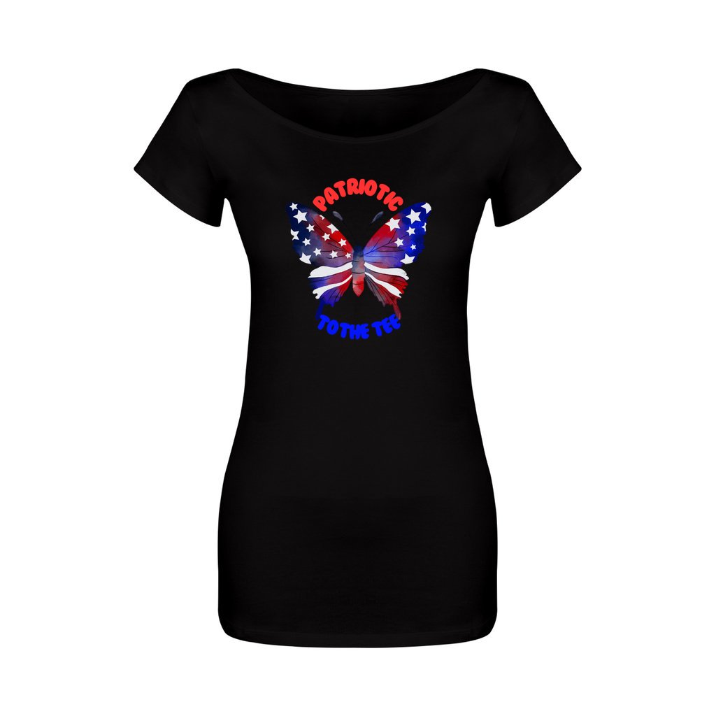 - 4th of July Patriotic Butterfly Women's Off The Shoulder T-Shirt - womens t-shirt at TFC&H Co.