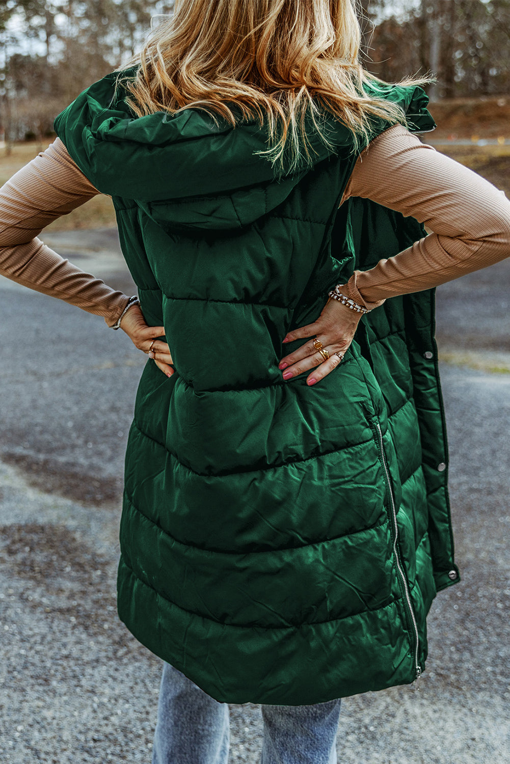 - Hooded Long Quilted Vest Coat - 4 colors - womens coat at TFC&H Co.