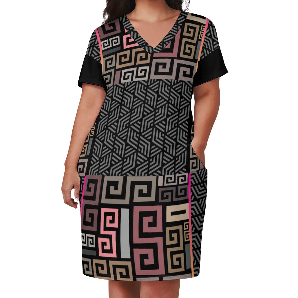 - Squared Loose Voluptuous (+) Pocket Plus Size Dress - womens plus size dress at TFC&H Co.