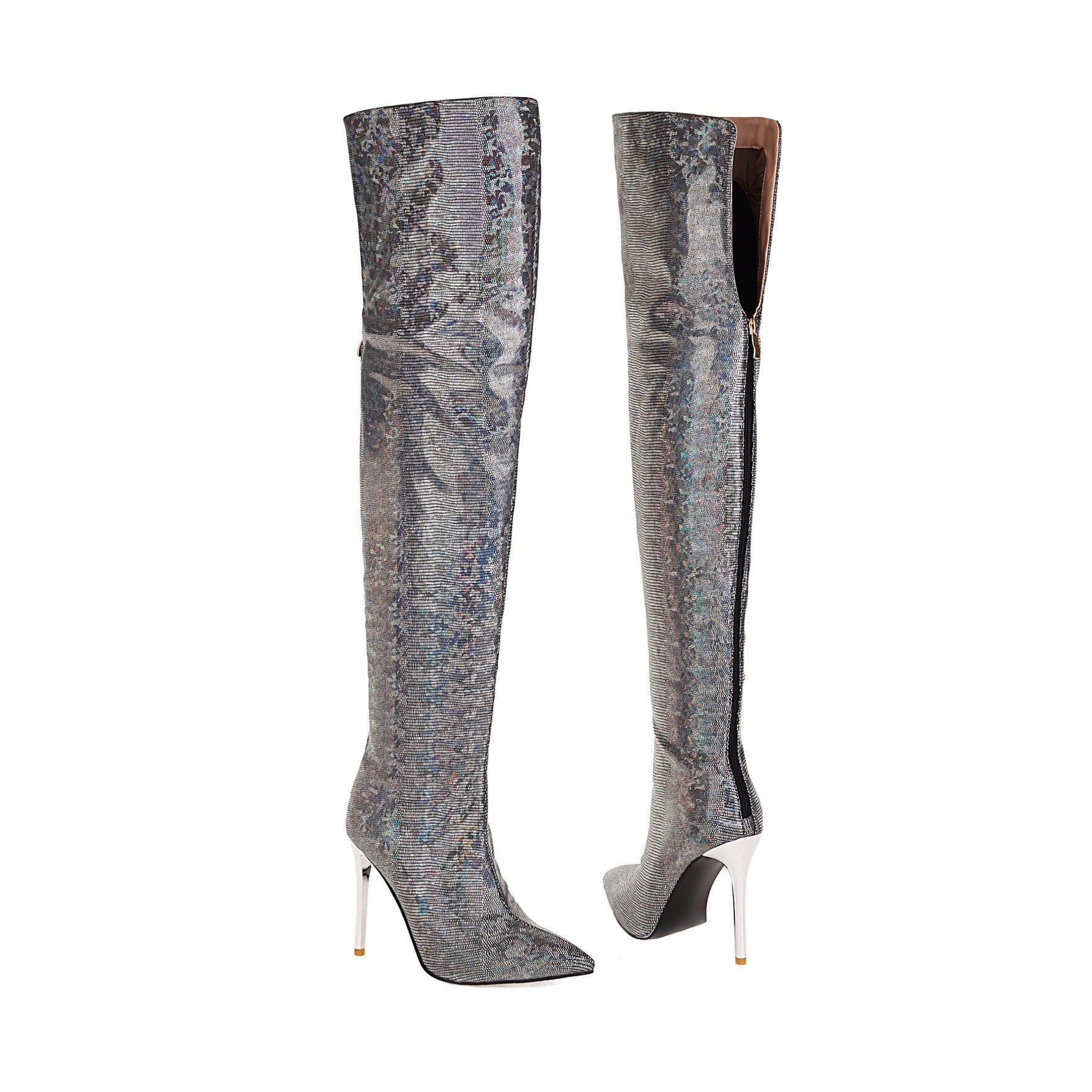 - Pointed Toe Stiletto Back Zip Over Knee Boots - 2 styles - womens boots at TFC&H Co.