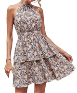 Grey Apricot - Summer Boho Backless Ruffled A-Line Women's Halter Dress - womens dress at TFC&H Co.