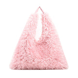 Pink - Large Capacity Armpit Plush Handbag - handbags at TFC&H Co.