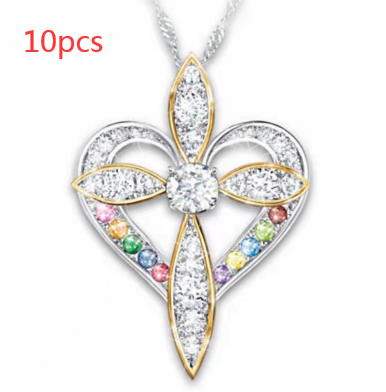 Love heart shaped cross 10PCS Fashion Love Heart Shaped Cross Pendant - necklace at TFC&H Co.