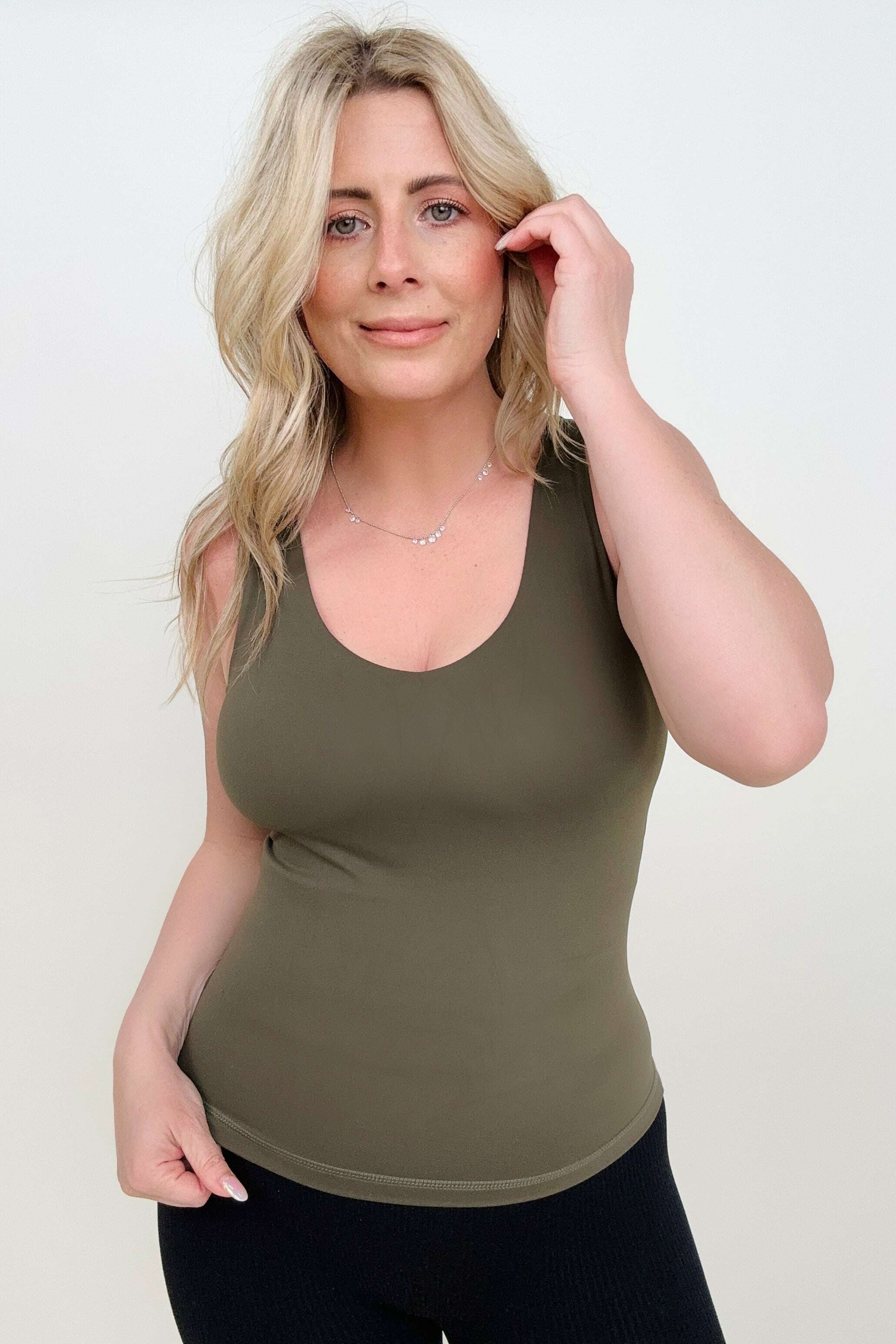 Olive Green - 5 Colors - FawnFit Medium Length Lift Tank 2.0 - Ships from The US - Tank Tops & Camis at TFC&H Co.