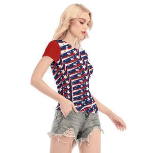 - 4th of July Patriotic Red Women's Short Sleeve Mesh T-Shirt - womens t-shirt at TFC&H Co.
