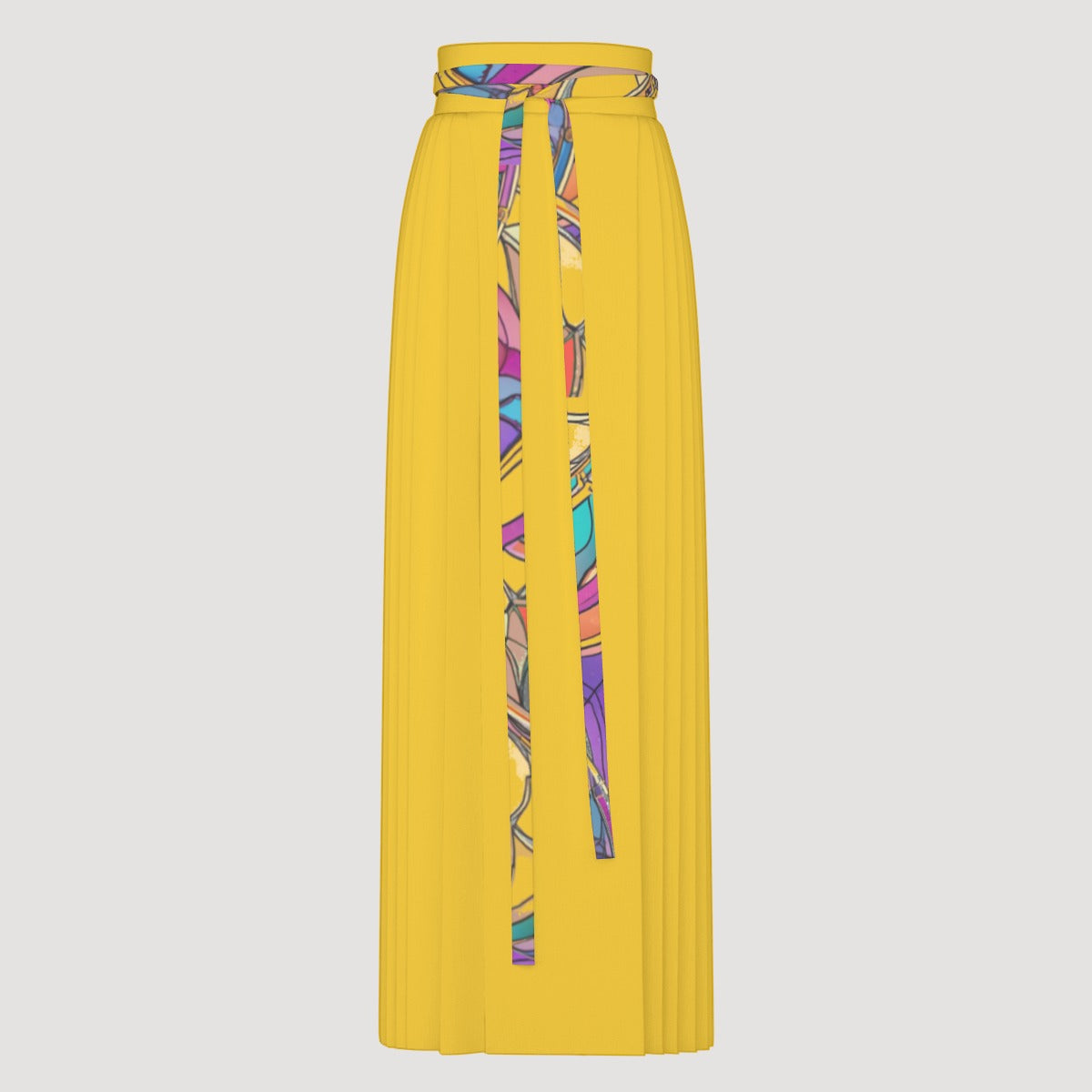 Yellow - Abstract Urbania Women's Traditional Chinese Pleated Skirt - womens skirt at TFC&H Co.