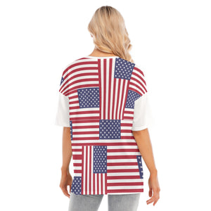 - 4th of July Patriotic Women's Short Sleeves T-shirt With Hem Split - womens t-shirt at TFC&H Co.