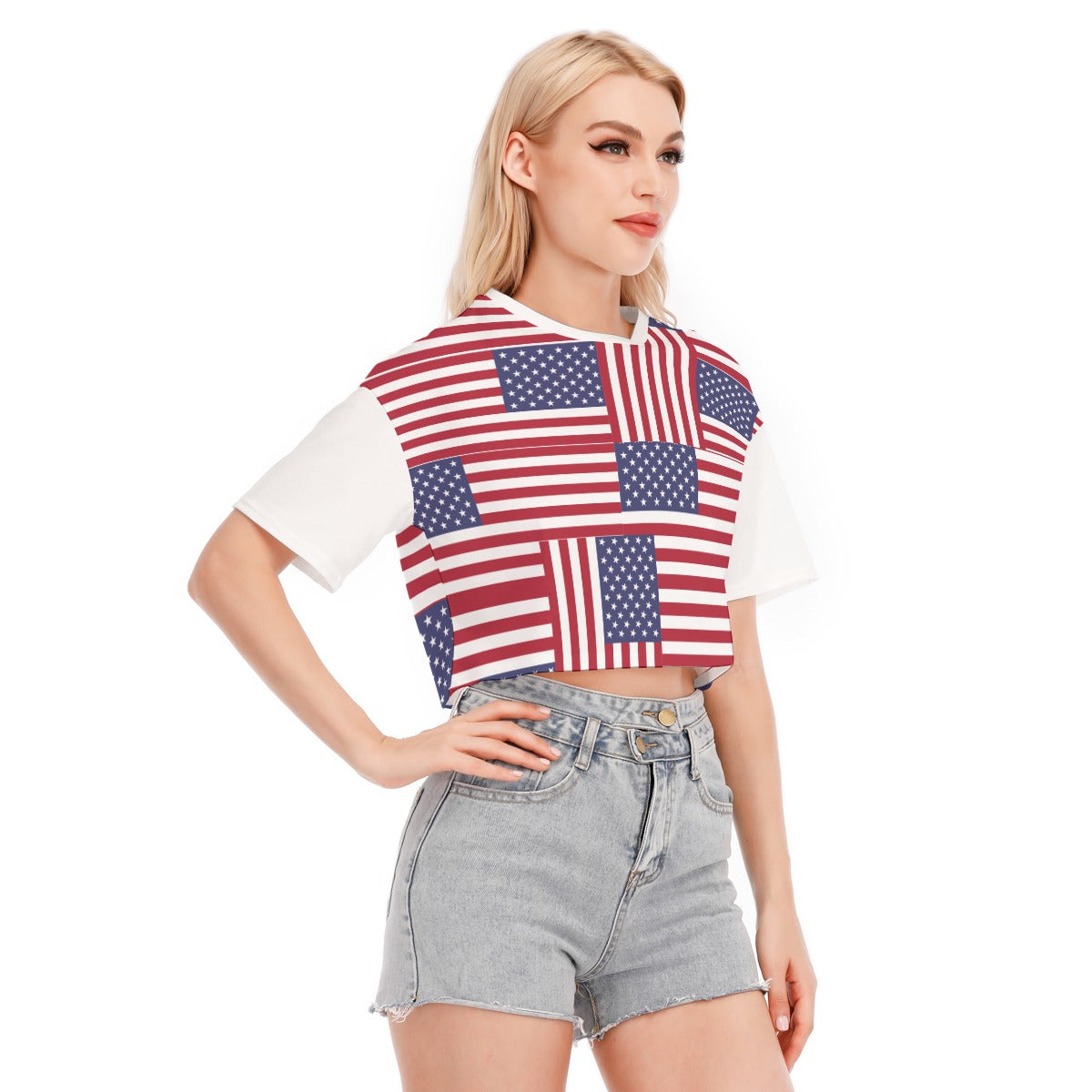 - 4th of July Patriotic Women's Cropped T-shirt | 100% Cotton - womens cropped t-shirt at TFC&H Co.
