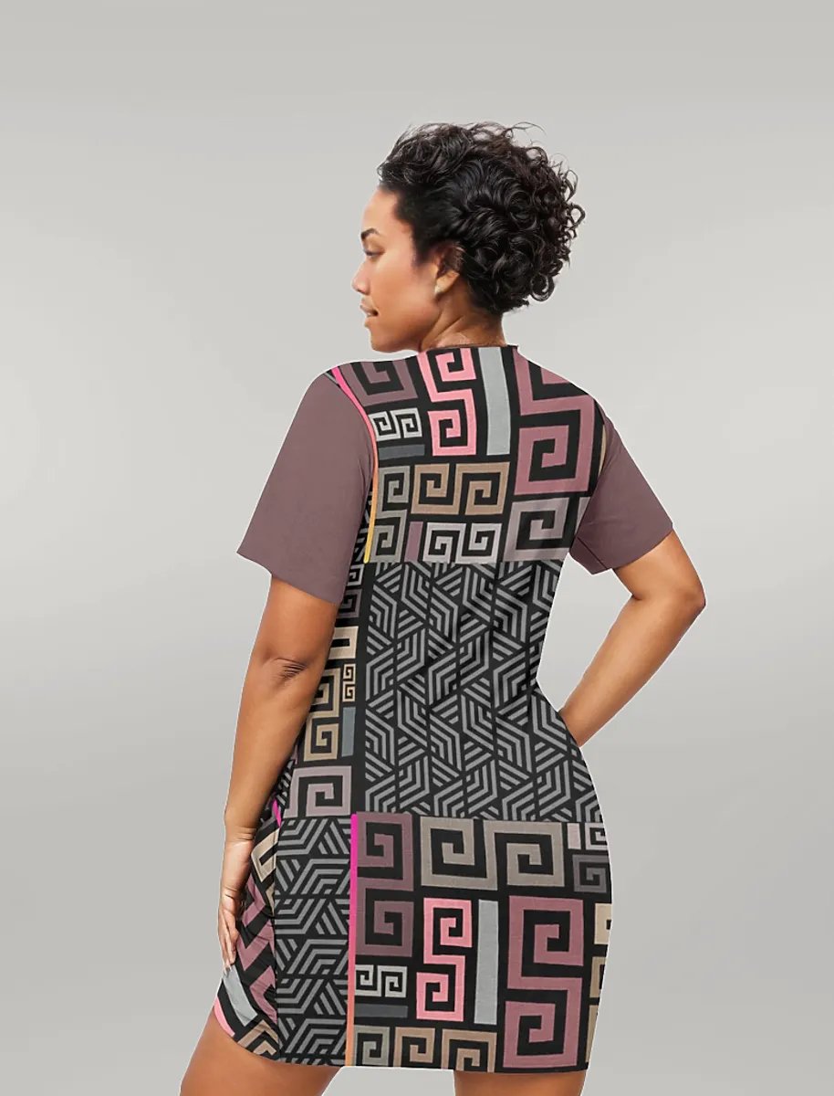 - Squared Voluptuous (+) Women’s Stacked Hem Dress With Short Sleeve (Plus Size） - womens dress at TFC&H Co.