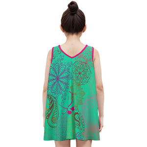- Paisley Mist Kid's Sleeveless Dress | 100% Cotton - girls dress at TFC&H Co.