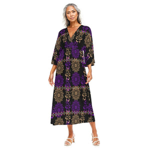 - Royal Hues Women's Boho Mid-Sleeve Long Dress - womens dress at TFC&H Co.