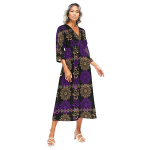 - Royal Hues Women's Boho Mid-Sleeve Long Dress - womens dress at TFC&H Co.