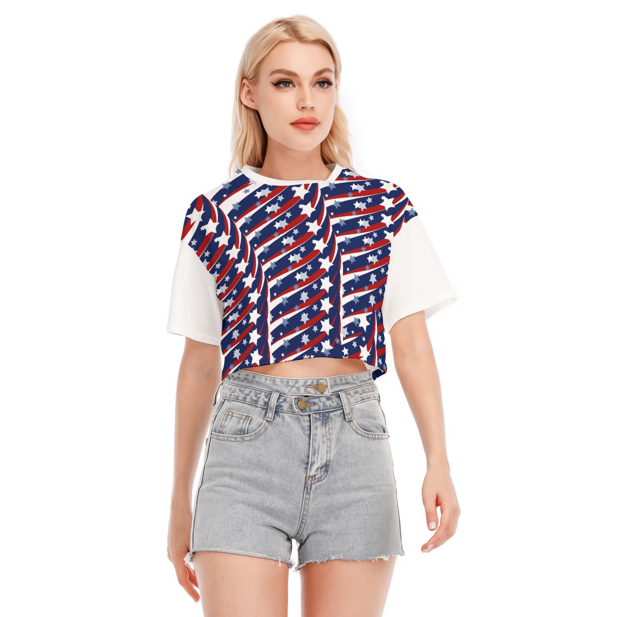 White - 4th of July Patriotic Women's Cropped T-shirt | 100% Cotton - at TFC&H Co.