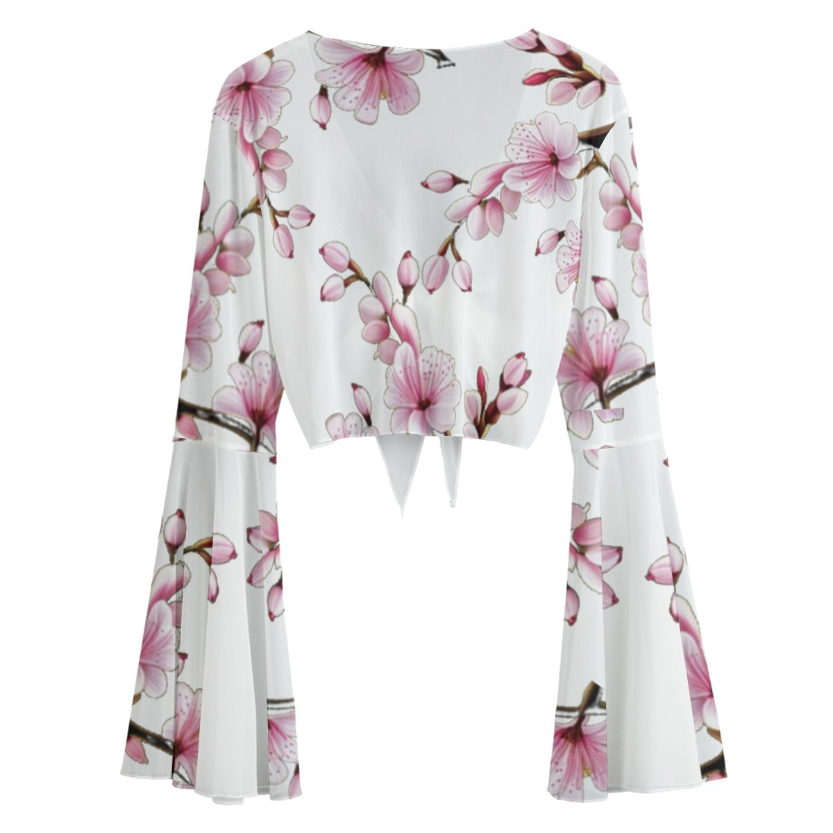 - Cherry Blossom Women's Tie Front Cropped Blouse - womens blouse at TFC&H Co.