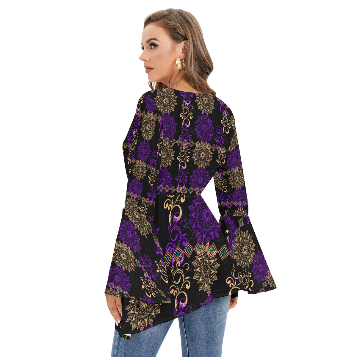 - Royal Hues Women's V-neck Blouse With Flared Sleeves - womens shirt at TFC&H Co.