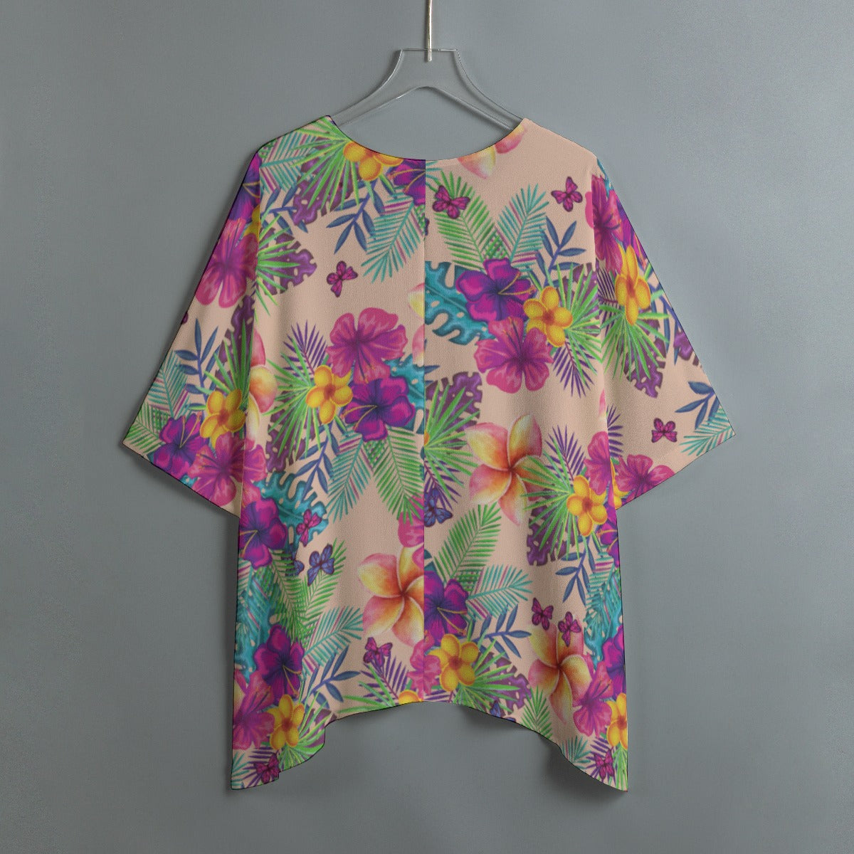 - Tropical Peach Floral Women's Bat Sleeve Shirt - womens shirt at TFC&H Co.