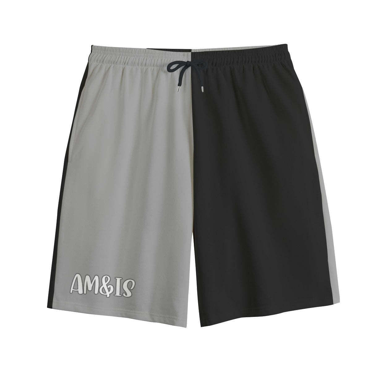 Gray Black - AM&IS Color Block Men's Shorts | 100% Cotton - mens shorts at TFC&H Co.