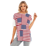 White - 4th of July Patriotic Women's Short Sleeves T-shirt With Hem Split - womens t-shirt at TFC&H Co.