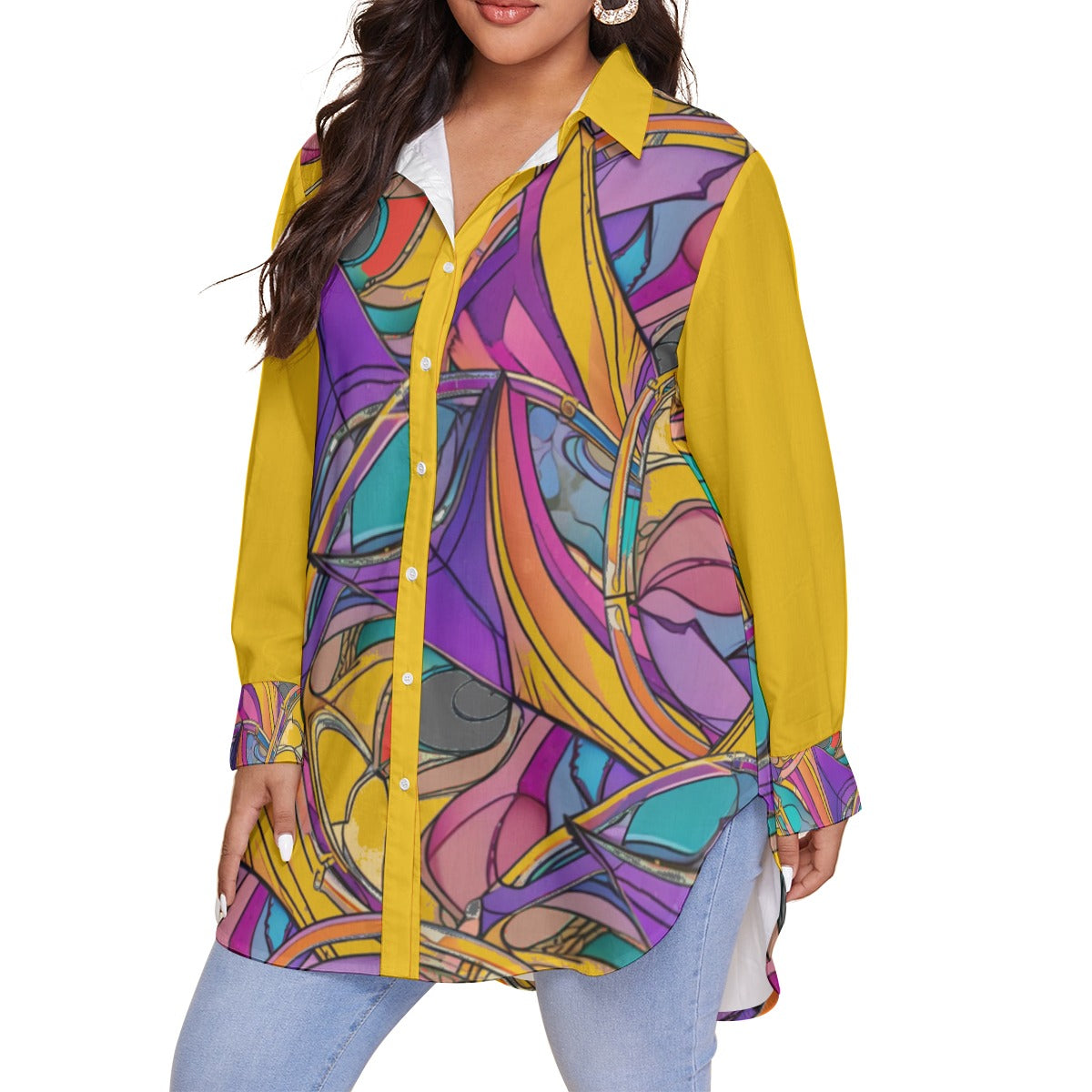 - Abstract Urbania Women's Voluptuous (+) Plus Size Shirt With Long Sleeve - womens button up shirt at TFC&H Co.