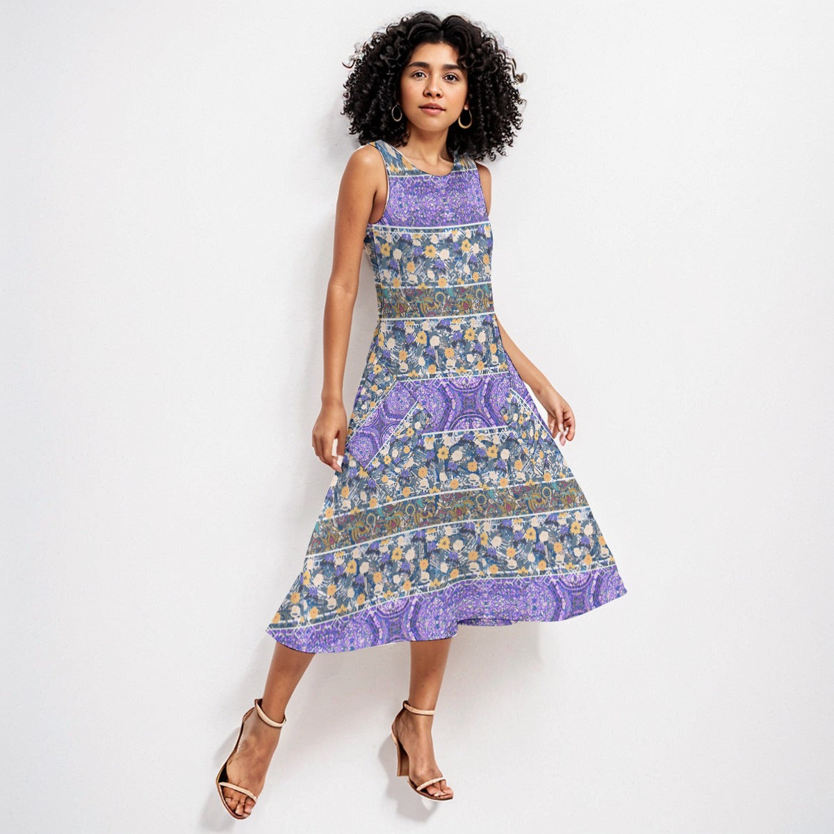 Multi Visual Women's Sleeveless Dress With Diagonal Pocket
