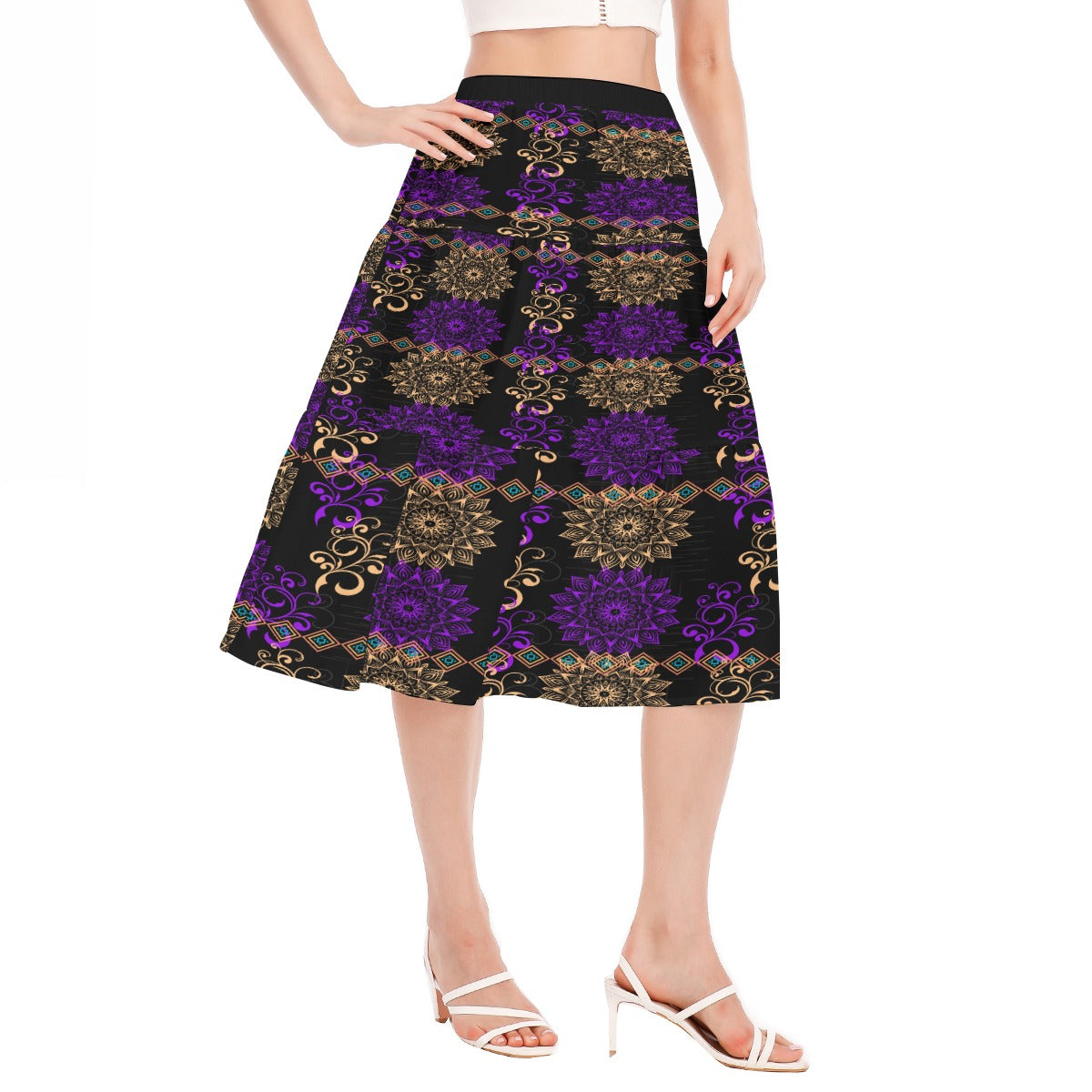 Royal Hues Women's Stitched Pleated Chiffon Skirt
