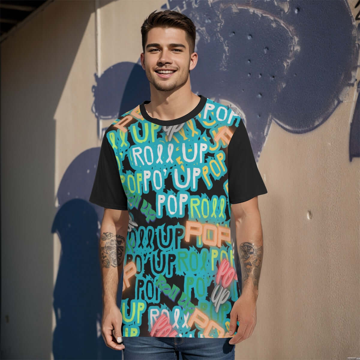 White - Po' Up Men's O-Neck T-Shirt | 100% Cotton - at TFC&H Co.