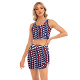 multi-colored - 4th of July Patriotic Women's Camisole And Hip Skirt Outfit Set - womens skirt set at TFC&H Co.