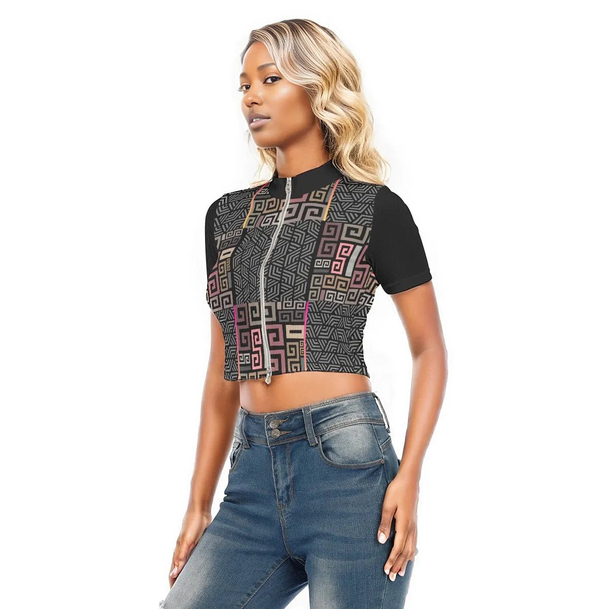 - Squared Women's Cropped T-shirt With Two-way Zipper - womens cropped tee at TFC&H Co.