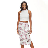 Cherry Blossom Solid Color Tank Top & Split High Women's Skirt Sets