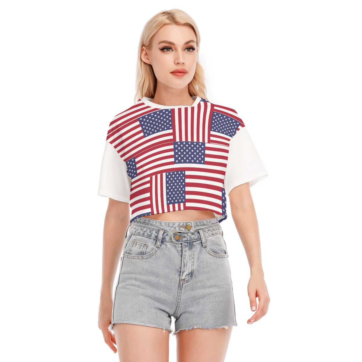 - 4th of July Patriotic Women's Cropped T-shirt | 100% Cotton - womens cropped t-shirt at TFC&H Co.