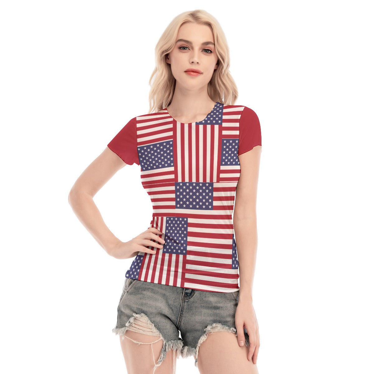 Red-White-Blue - 4th of July Patriotic Women's Short Sleeve Mesh T-shirt - womens t-shirt at TFC&H Co.