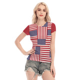 Red-White-Blue - 4th of July Patriotic Women's Short Sleeve Mesh T-shirt - womens t-shirt at TFC&H Co.