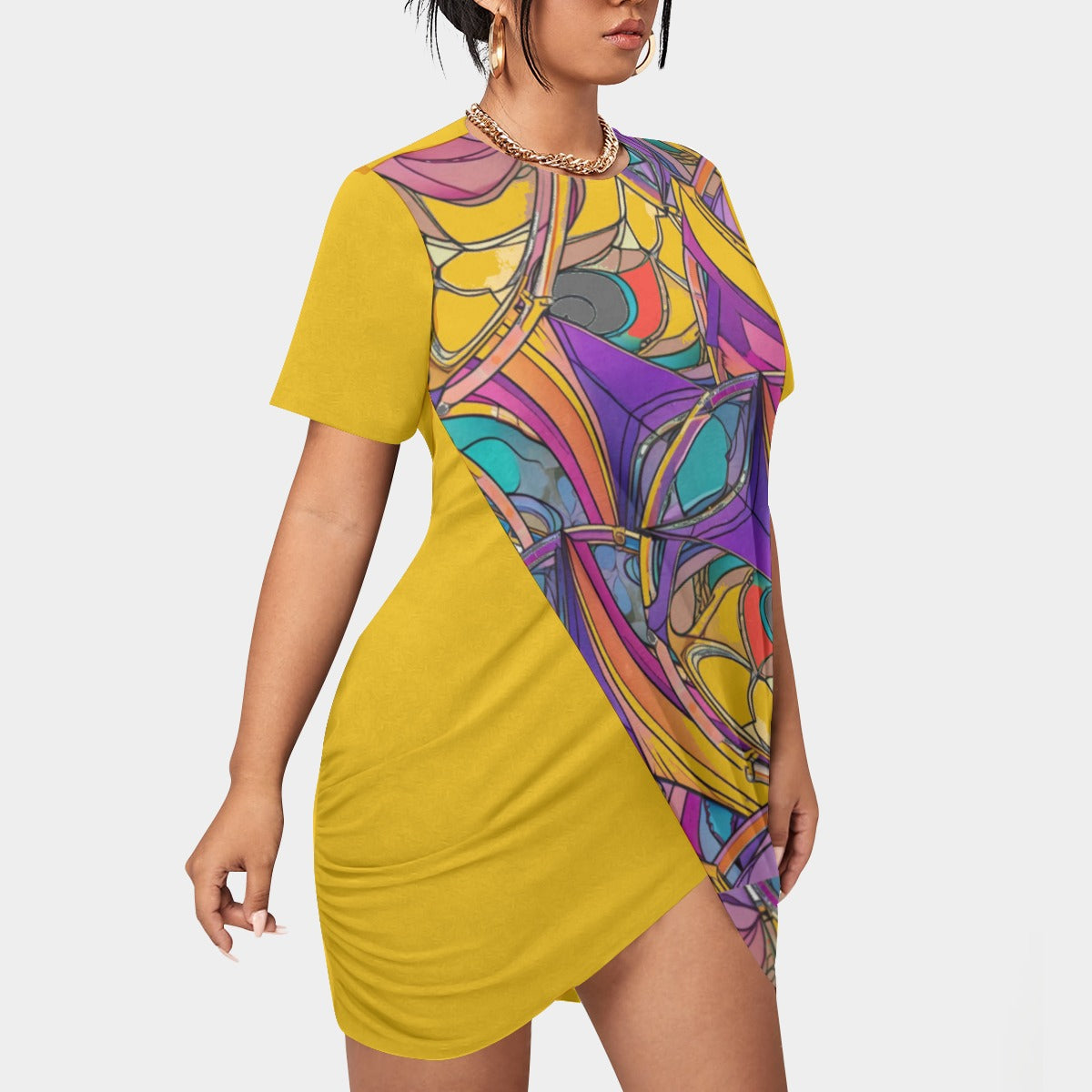 - Abstract Urbania Women’s Stacked Hem Voluptuous (+) Plus Size Dress With Short Sleeve - womens plus size dress at TFC&H Co.